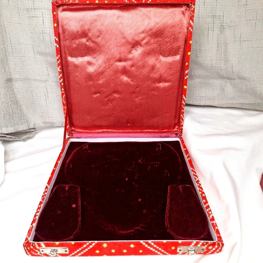 2 Vintage Velvet Lined Jewelry Set Suite Boxes Necklace Earrings Bracelet India
